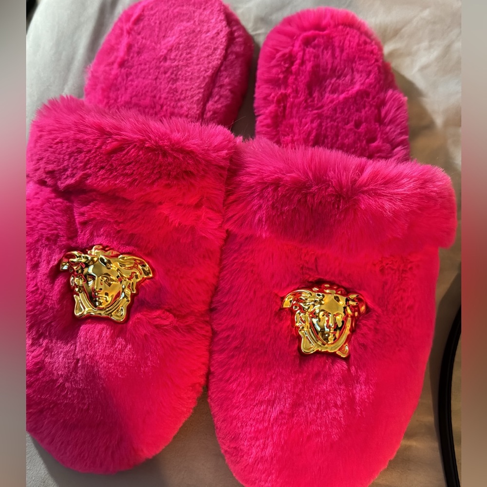 Authentic Versace fur slippers